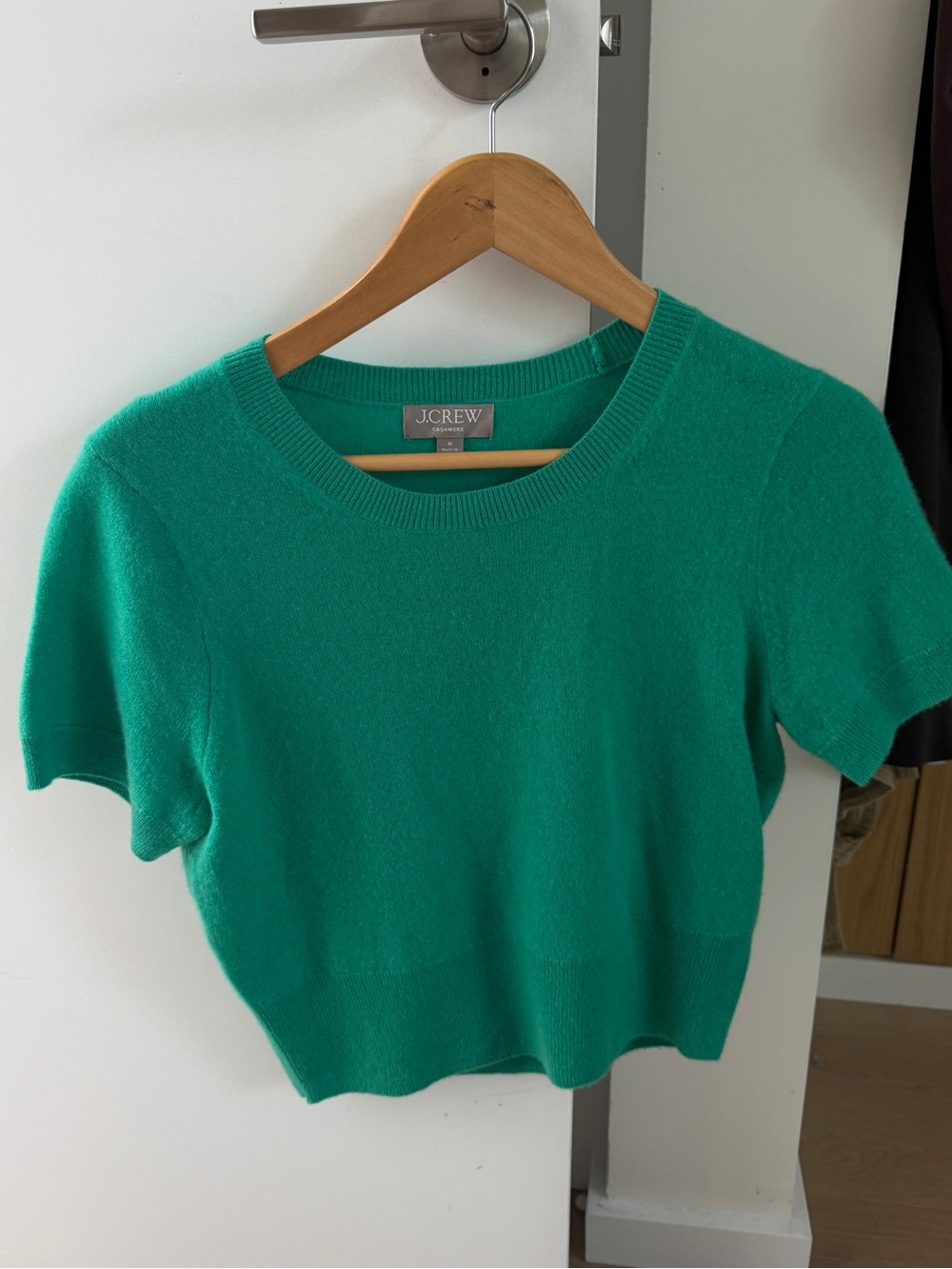 J. Crew Emerald Green Short-Sleeve Cashmere Blend Tee